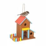 Relaxdays Vogelhaus Kiefernholz Bunt zum Aufh&auml;ngen 30,5 cm x 32,5 cm x 19 cm