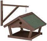 Relaxdays Vogelfutterhaus Holz Stein Dunkelbraun zur Wandmontage 35 cm x 42,5 cm x