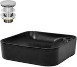 ML-Design Waschbecken aus Keramik Schwarz Matt 43x43x12cm mit Ablaufgarnitur