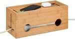 Relaxdays Kabelbox Bambus Natur Mit Magnetverschluss 14 cm x 34,5 cm x 14 cm 1,1 kg