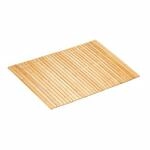 Relaxdays Badvorleger Bambus Natur Wei&szlig; Rutschfest 80 cm x 50 cm 1,4 kg