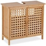 Relaxdays Waschbeckenunterschrank Bambus Natur mit Magnetverschluss 61 cm x 66 cm x