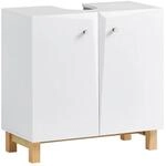 SoBuy Waschbeckenunterschrank Badschrank mit verstellbare Ablage 60x60x30cm Wei&szlig;