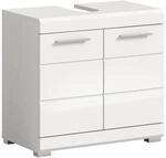 Waschbeckenunterschrank mit T&uuml;ren 60 x 56 x 34 cm Front Wei&szlig; Hochglanz FSC&reg;
