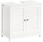 SoBuy Waschbeckenunterschrank Badschrank mit 2 Lamellent&uuml;ren MDF 60x58x35cm Wei&szlig;