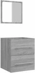 vidaXL Badschrank mit Spiegel Grau Sonoma 41x38,5x48 cm 820470