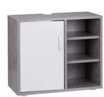 Relaxdays Waschbeckenunterschrank MDF Grau Mit T&uuml;r 4 F&auml;cher 51 cm x 60 cm x 32 cm