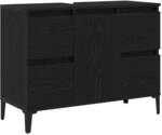 vidaXL Waschbeckenschrank mit T&uuml;r Schwarz Eichen-Optik 80 x 33 x 60 cm 862814