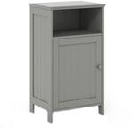 Costway Badschrank mit T&uuml;r und Regal Grau 40 x 30 x 70 cm