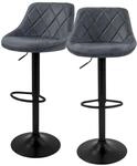 ML-Design Barhocker 2Er Set Kunstleder Anthrazit mit R&uuml;ckenlehne und Fu&szlig;st&uuml;tze