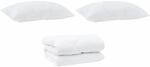 vidaXL Winterbettdecke mit Kissen 3-Tlg Wei&szlig; Mikrofaser 3377747