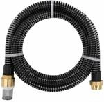 vidaXL Saugschlauch mit Messing-Anschl&uuml;ssen Schwarz 4 m PVC 151056