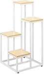 Relaxdays Blumentreppe Stahl MDF Wei&szlig; Hellbraun mit 4 Ablagen 100 cm x 40 cm x 40 cm