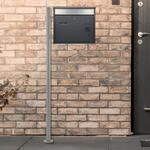ML-Design Design Briefkasten mit Pfosten 120cm mit Namensschild Silber