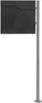 ML-Design Standbriefkasten Anthrazit mit Zeitungsfach mit Pfosten Silber 120cm