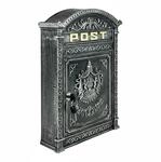 Relaxdays Briefkasten Aluguss Stahl Grau Abschlie&szlig;bar Antik 44,5 cm x 31 cm x 9,5 cm