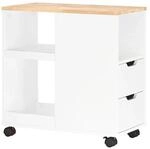 SoBuy Beistelltisch Druckertisch mit Rollen Couchtisch mit Schubladen FBT130-WN