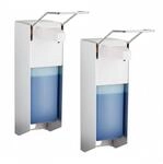 Relaxdays Desinfektionsspender 1000 ml 2er Set Aluminium Kunststoff Edelstahl Silber