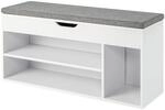 Costway Schuhbank mit Sitzfl&auml;che und Stauraum Sitzkissen Grau