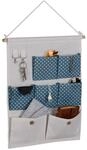 Relaxdays H&auml;ngeorganizer Baumwolle Blau 7 F&auml;cher 60 cm x 39 cm x 2 cm 0,15 kg