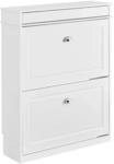 SoBuy Schuhschrank Schmal mit 2 Klappen Schuhkommode Schuhregal 75x96x24cm Wei&szlig;