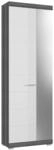 Inn.Furn Garderobenschrank Wei&szlig; Hochglanz Grau 62 cm mit Spiegel Shawn