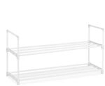 Relaxdays Schuhregal Metall Wei&szlig; Stecksystem 45 cm x 90 cm x 30,5 cm