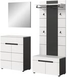 Inn.Furn Garderoben-Set 4-teilig in Wei&szlig; und Grau 175 cm Cooper