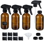 Relaxdays Spr&uuml;hflasche Glas Braun UV Schutz Verstellbar 500 ml 4er Set