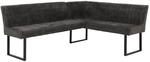 MCW Eckbank O82 &Ouml;ko-Tex Chenille Stoff/Textil Metall 210x159cm Dunkelgrau