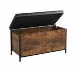 Relaxdays Sitzbank mit Stauraum Kunstleder Dunkelbraun Schwarz Rutschfest 50 cm x 80