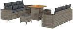 vidaXL Gartensofa-set mit Kissen mit Speicher 9-Tlg Grau Poly-Rattan 3363908
