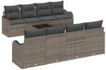 vidaXL Gartensofa-set 9-Tlg Grau Poly-Rattan und Stahl und Glas 3354298