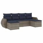 vidaXL 6-Tlg Gartensofa-Set mit Kissen Grau Polyrattan 3221720