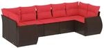 vidaXL 7-Tlg Gartensofa-Set mit Kissen Braun Polyrattan 3221793