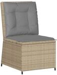 vidaXL Gartensessel mit Liegefunktion und Kissen Beige Poly Rattan 368976