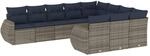vidaXL 10-Tlg Gartensofa-Set mit Kissen Grau Polyrattan 3221890