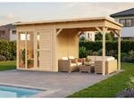 Bertilo Holz-Gartenhaus Pentus2Off.L natural Flachdach Unbehandelt
