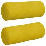 vidaXL Bolsterkissen 2 St&uuml;ck Gelb &Oslash; 15 x 40 cm Cordstoff 42014292