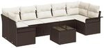 vidaXL Gartensofa-set mit Kissen 8-Tlg Braun und Creme Poly-Rattan 3353947