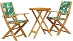 vidaXL 3-tlg Bistro-Set Blattmuster Stoff und Massivholz Modell 5