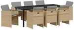 vidaXL Garten Essgruppe 9-Tlg Beige Poly Rattan 3380616