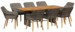 vidaXL 9-Teilige Garten Essgruppe Grau Poly Rattan 3261628