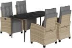 vidaXL 5-Tlg Garten-Essgruppe mit Kissen Beigemischung Poly Rattan 3213019