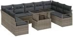 vidaXL Garten-Sofa-Set mit Kissen 10-Tlg Grau Poly-Rattan 3348885