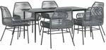 vidaXL 7-Tlg Garten-Essgruppe mit Kissen Grau Poly Rattan Glas 3334482