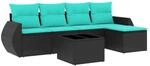 vidaXL 6-Tlg Gartensofa-Set mit Kissen Schwarz Polyrattan 3221296