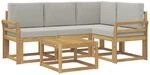vidaXL Outdoor-Sofagarnitur 5-Tlg Wei&szlig; und Hellgrau 59 x 59 x 37 cm 3387595