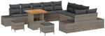 vidaXL Gartensofa-Set mit Kissen mit Speicher 13 Stk Grau Poly Rattan 3364793