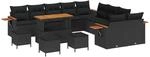 vidaXL Gartensofa-set mit Kissen 18-Tlg Schwarz Poly-Rattan 3365189